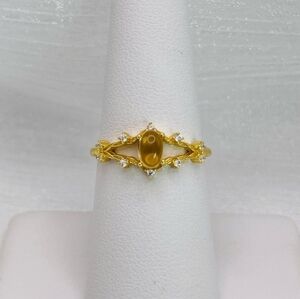 Gold Citrine Cabachon Ring